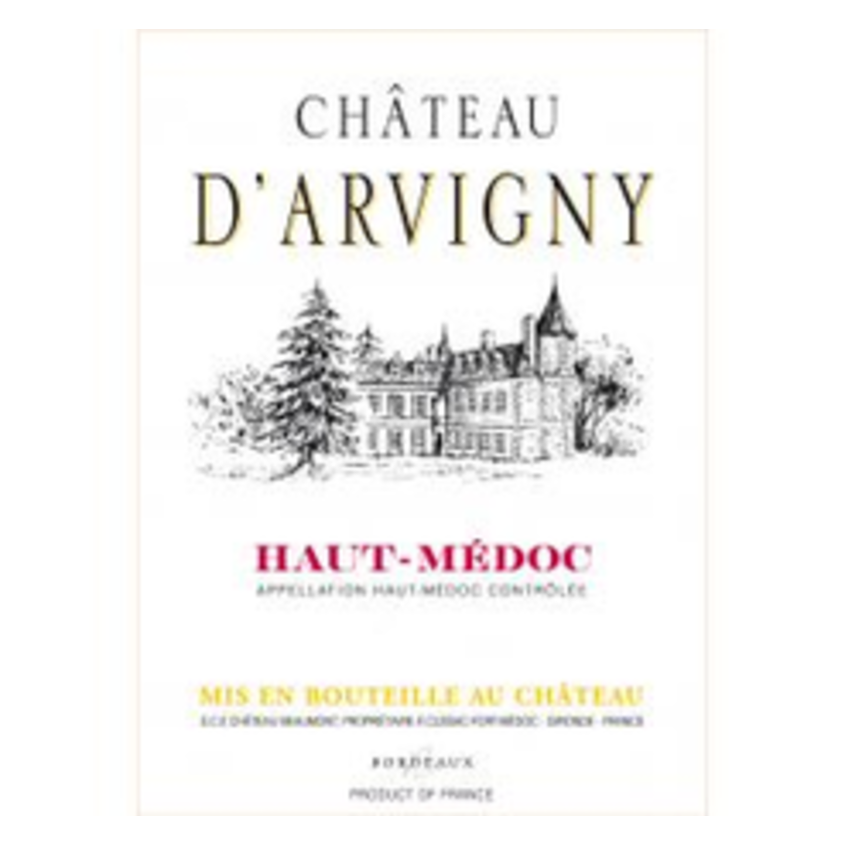 Wine Chateau d'Arvigny Haut-Médoc Cru Bourgeois 2018