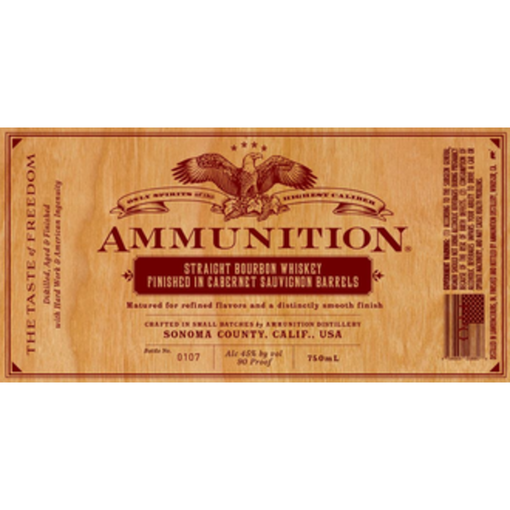 Spirits Ammunition 'The Taste of Freedom'  Straight Bourbon Whiskey Finished In Cabernet Sauvignon Barrels