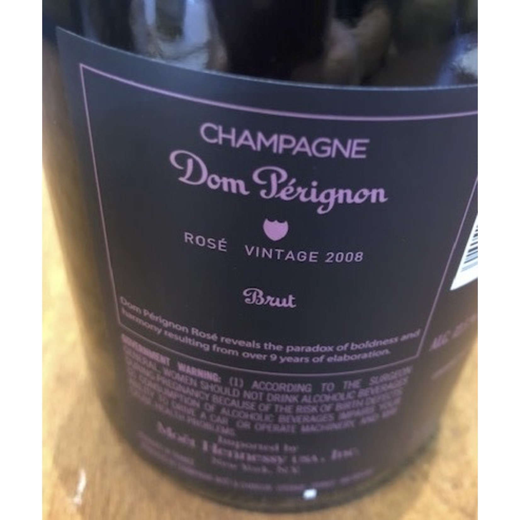 Sparkling Dom Perignon Champagne Luminous Rose Label 4 2008