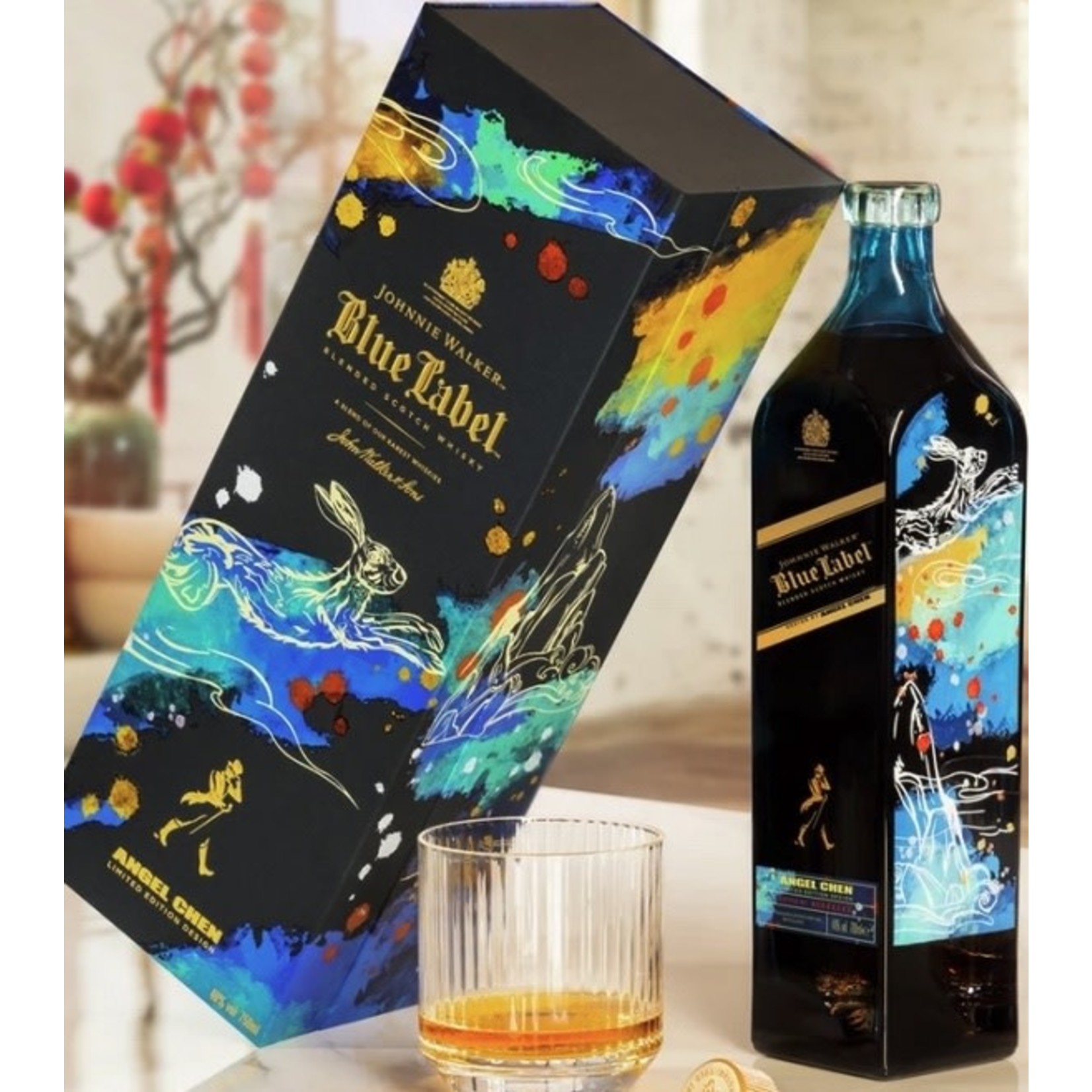 Spirits Johnnie Walker Blue Scotch Whisky Label Angel Chen Limited Edition Year of the Rabbit