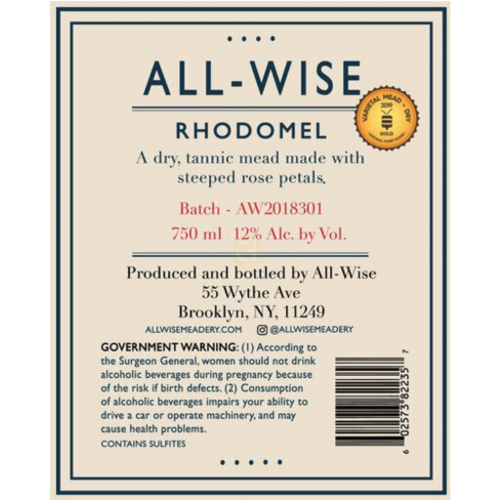 Wine All-Wise Rhodomel Mead with Steeped Rose Petals NV