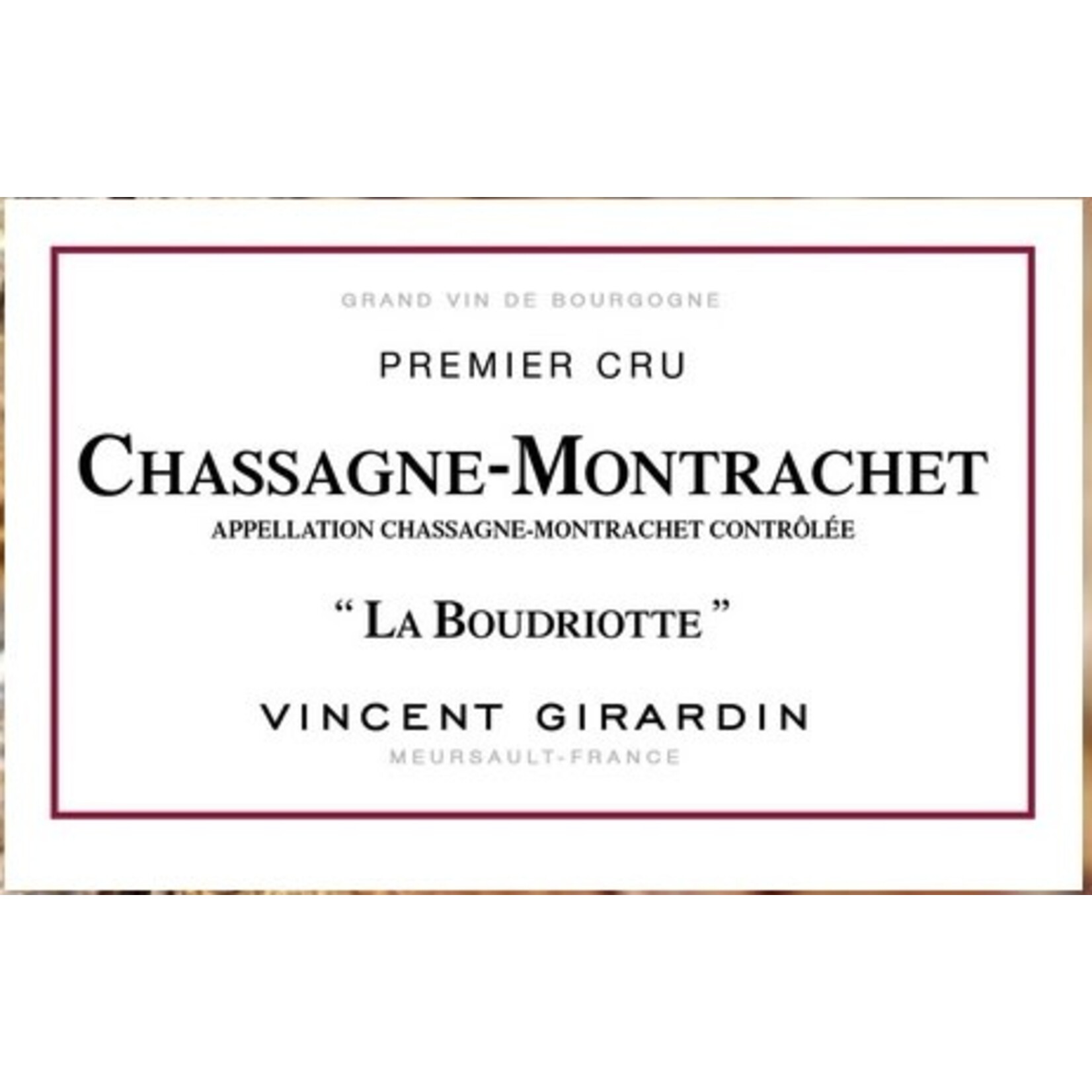 Wine Vincent Girardin Chassagne Montrachet La Boudriotte Premier Cru Rouge 2017