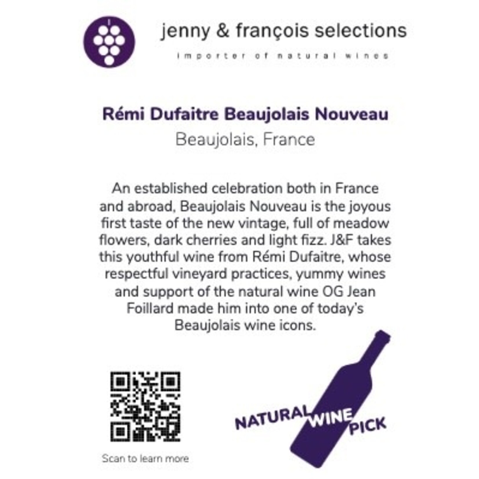 Wine Laurence et Remi Dufaitre Beaujolais Nouveau 2025