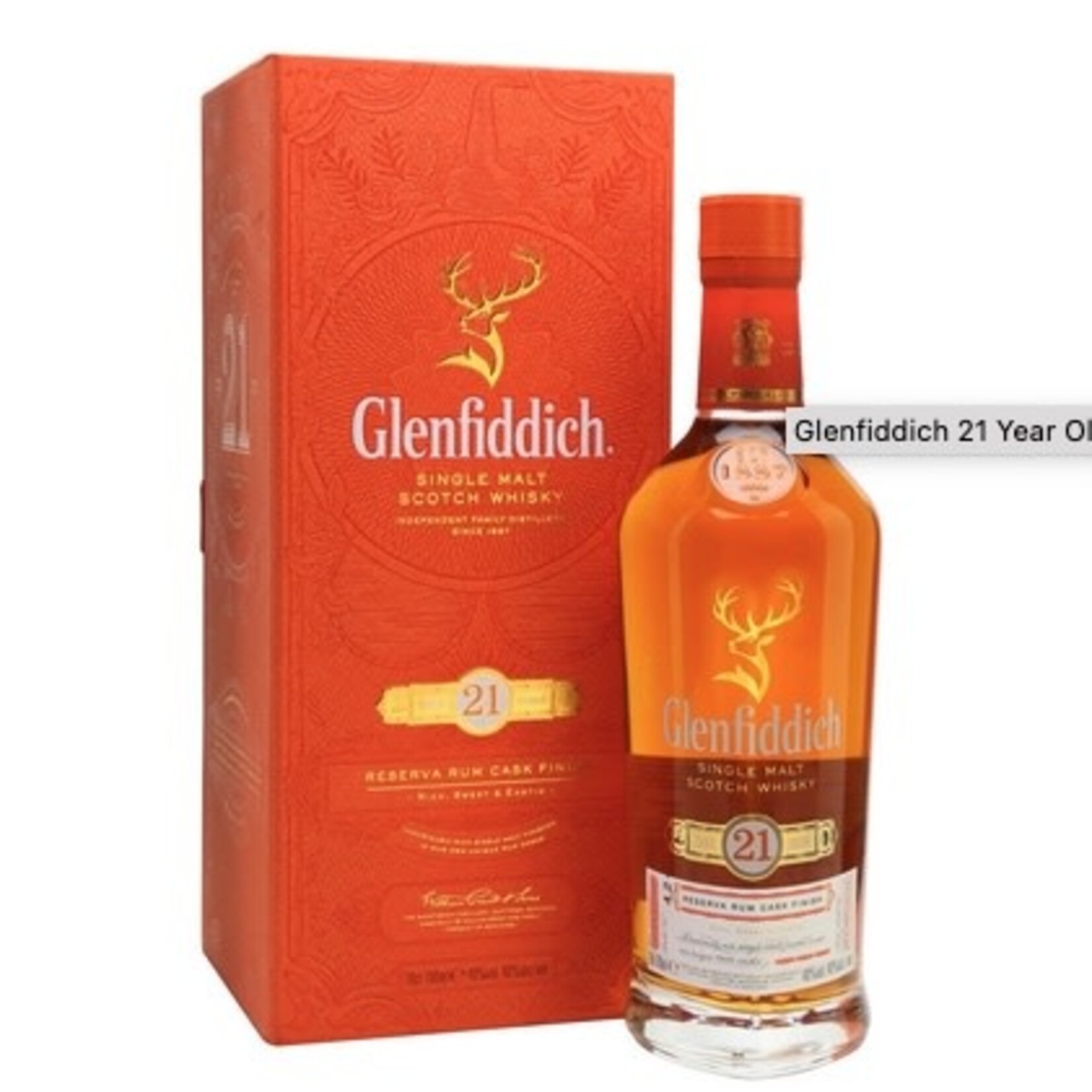 Spirits Glenfiddich Single Malt Scotch Whisky 21Yr Gran Reserva Rum Cask Finish