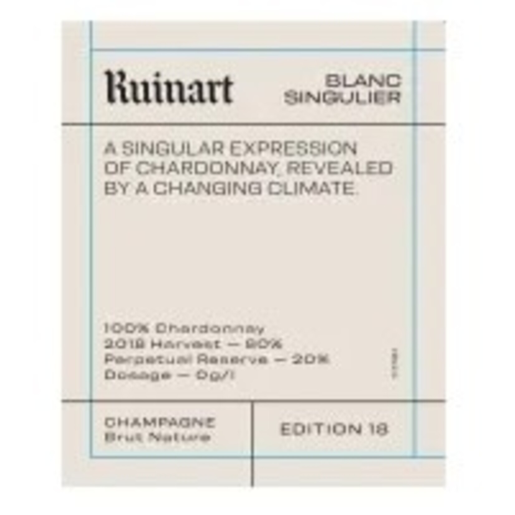 Sparkling House of Ruinart Champagne Brut Nature Blanc Singulier Edition 18 NV