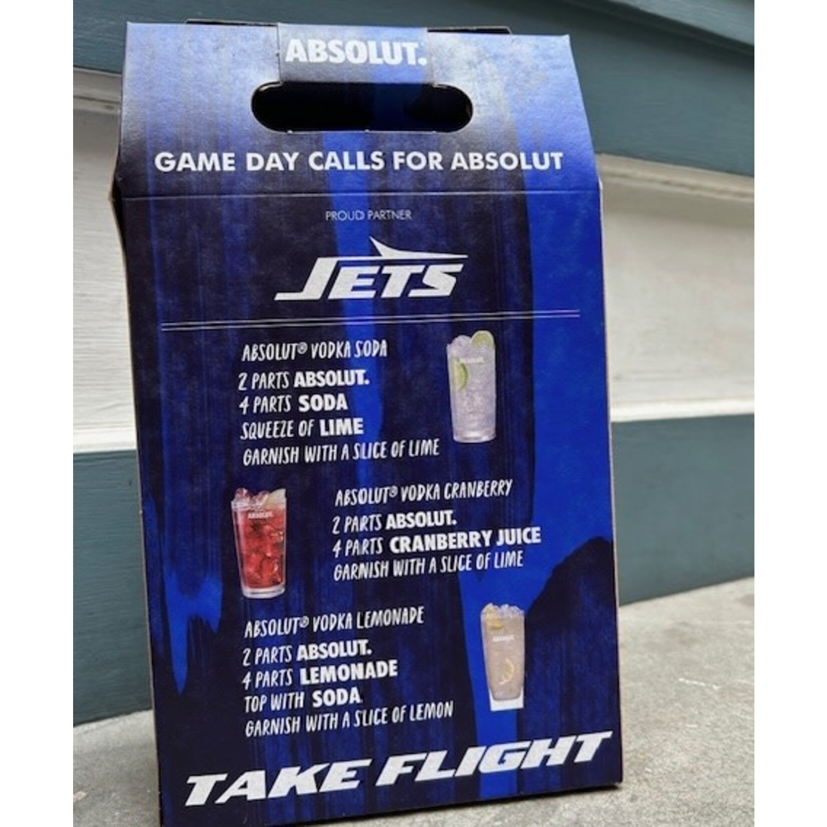 Spirits Absolut Vodka with New York Jets Glass