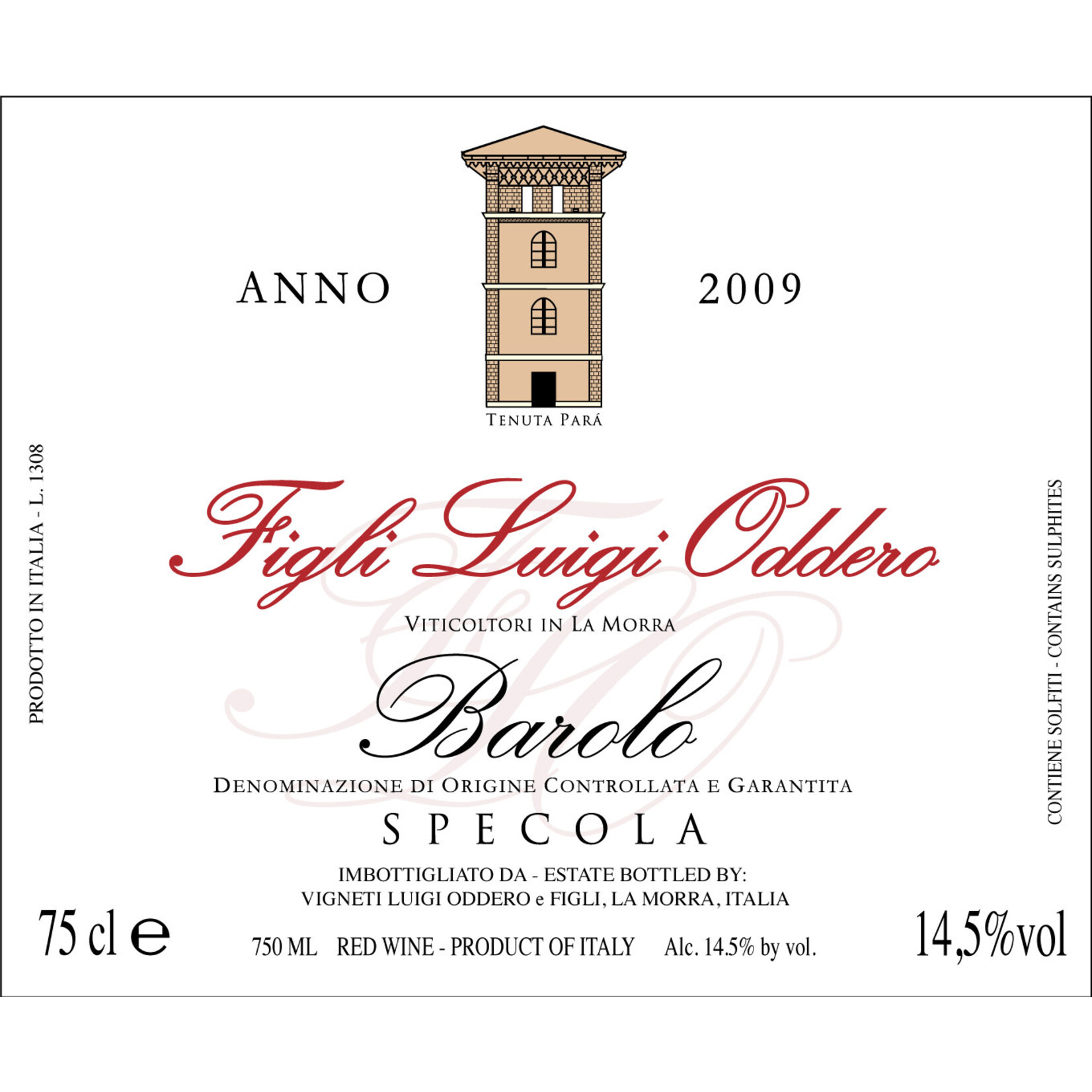 Wine Figli Luigi Oddero 'Specola' Barolo 2017