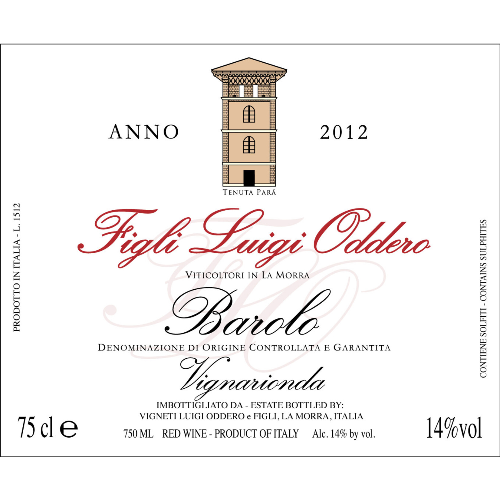 Wine Figli Luigi Oddero 'Vignarionda' Barolo  2017