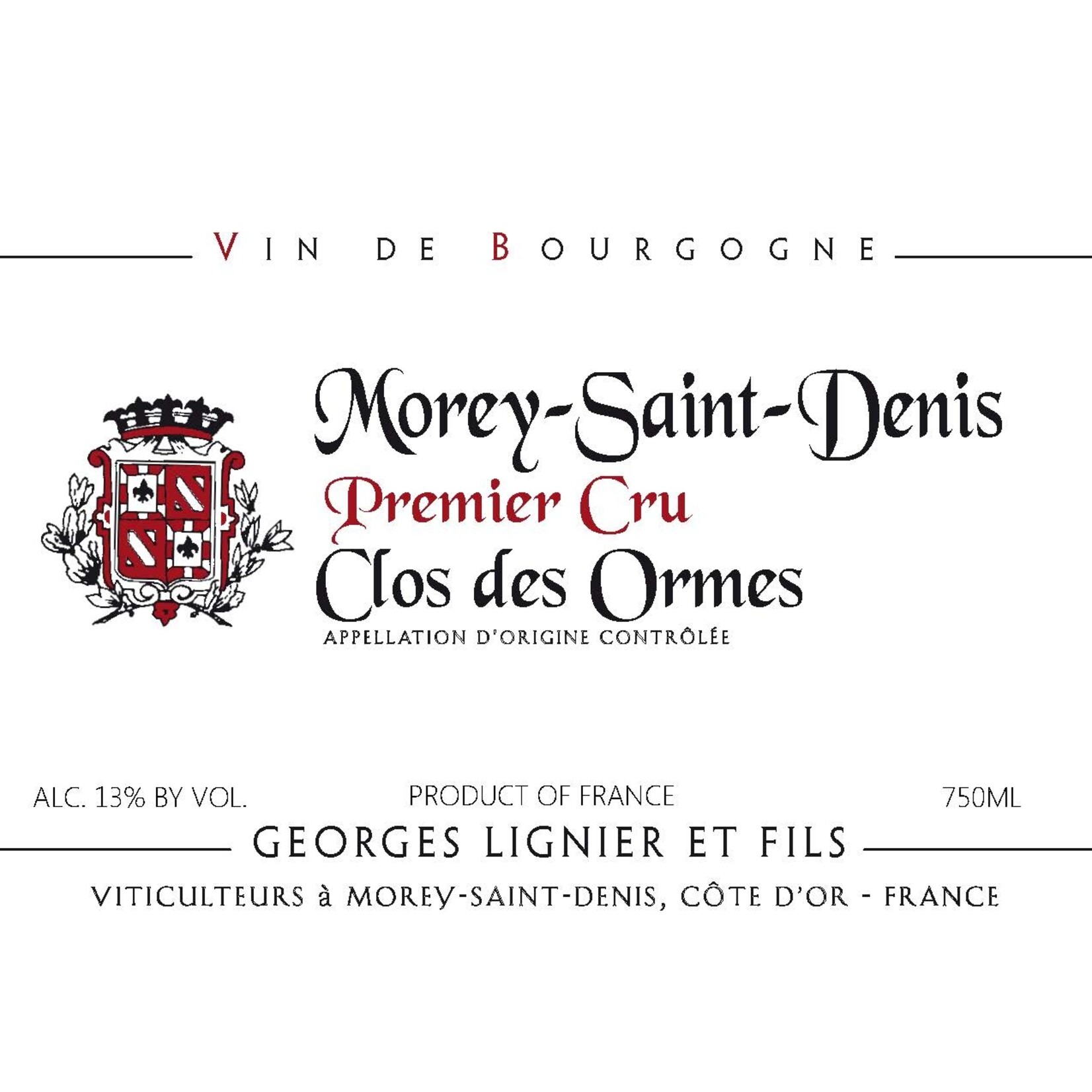 Wine Georges Lignier Morey-Saint-Denis 'Clos des Ormes' 1er Cru 2021