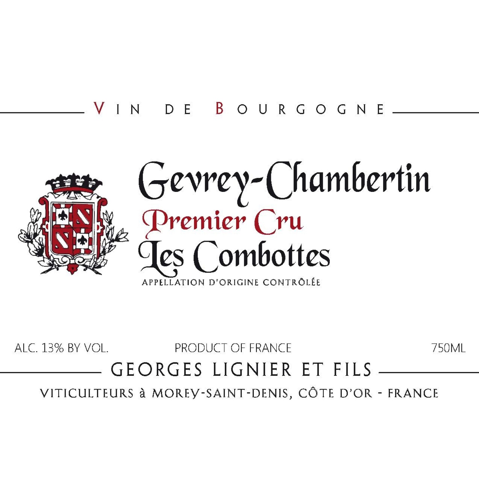 Wine Georges Lignier Gevrey-Chambertin 'Les Combottes' 1er Cru 2021