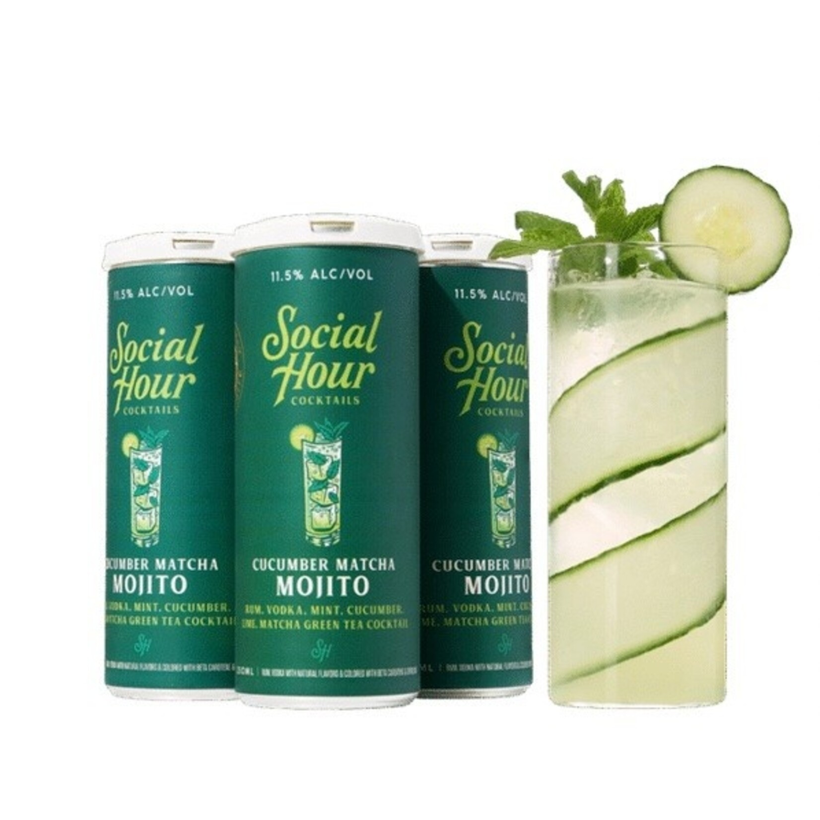 Spirits Social Hour Cocktails Cucumber Matcha Mojito Can 250ml