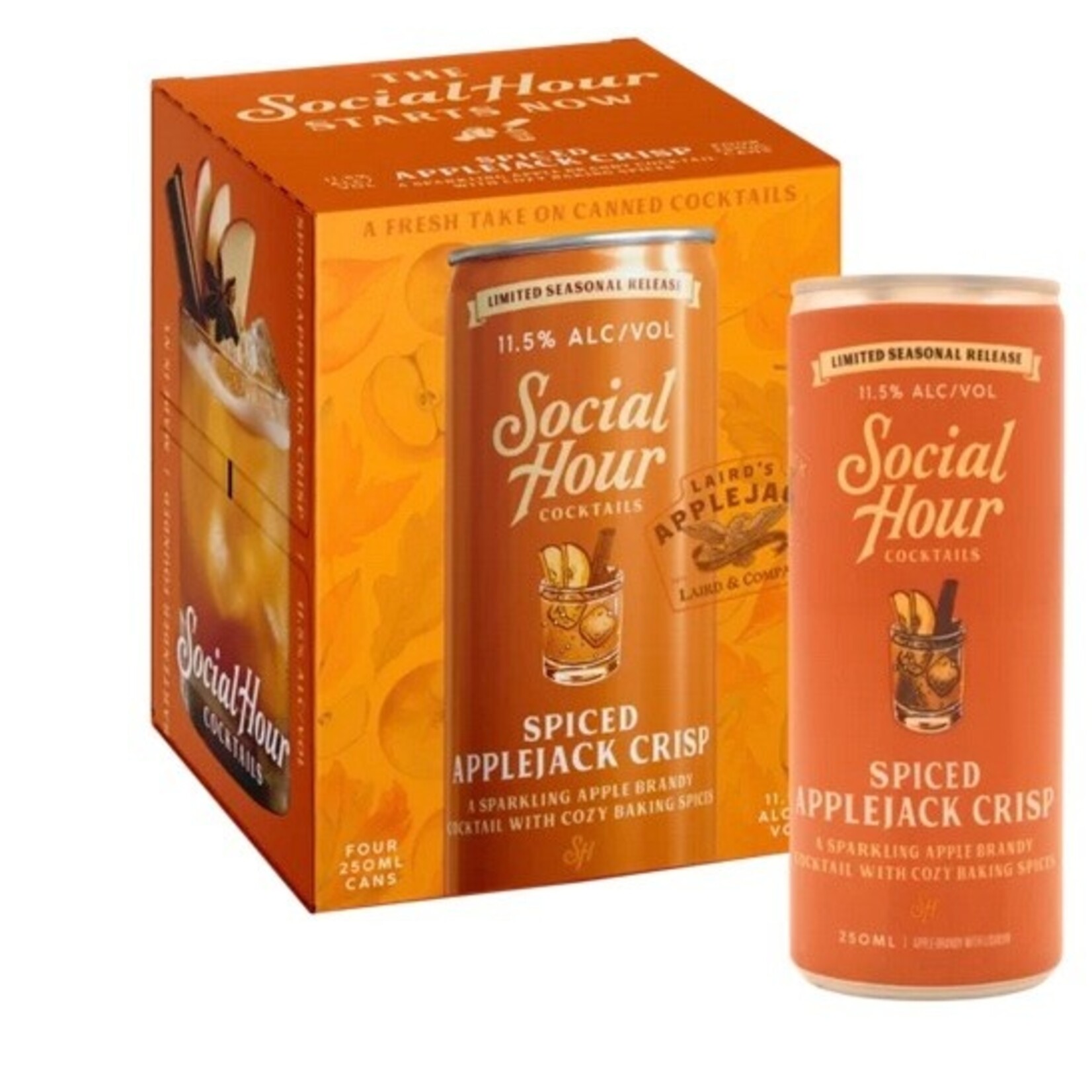 Spirits Social Hour Cocktails Limited Seasonal Release Spiced Applejack Crisp Can 250ml