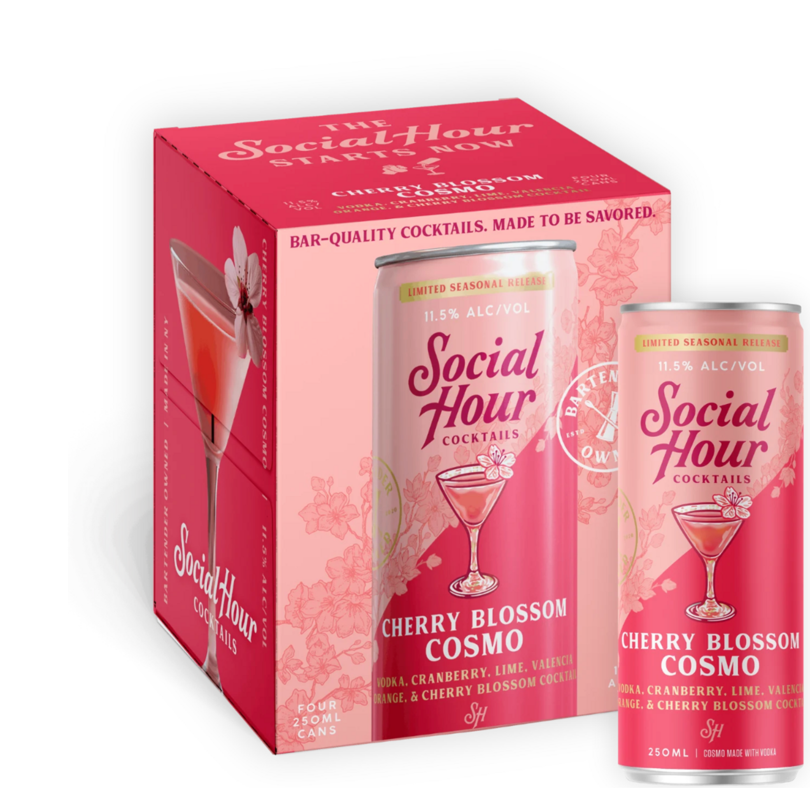 Spirits Social Hour Cocktails Limited Seasonal Release Cherry Blossom Cosmo Can 250ml