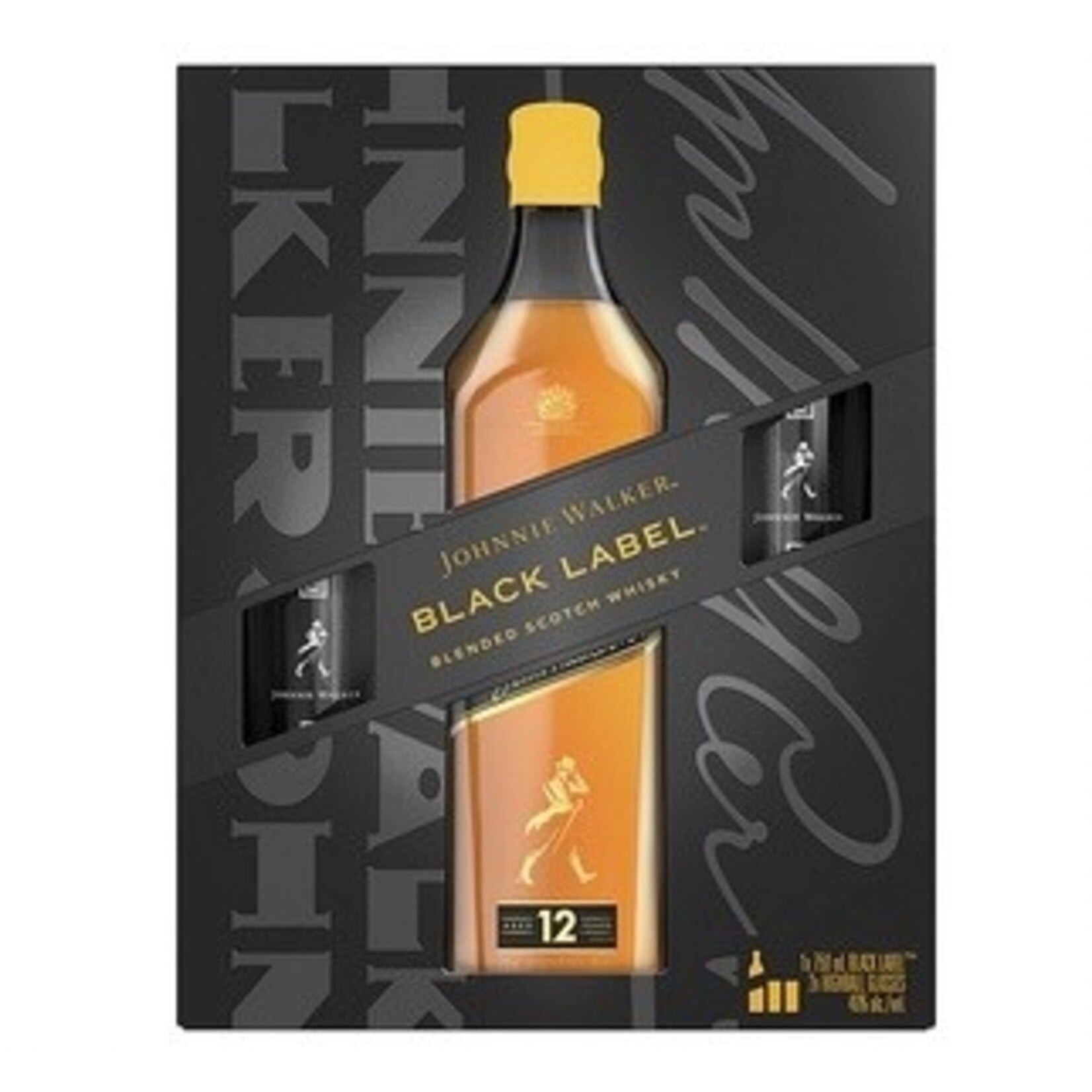 Spirits Johnnie Walker Blended Scotch Black Label 12 Year with Highball Glasses