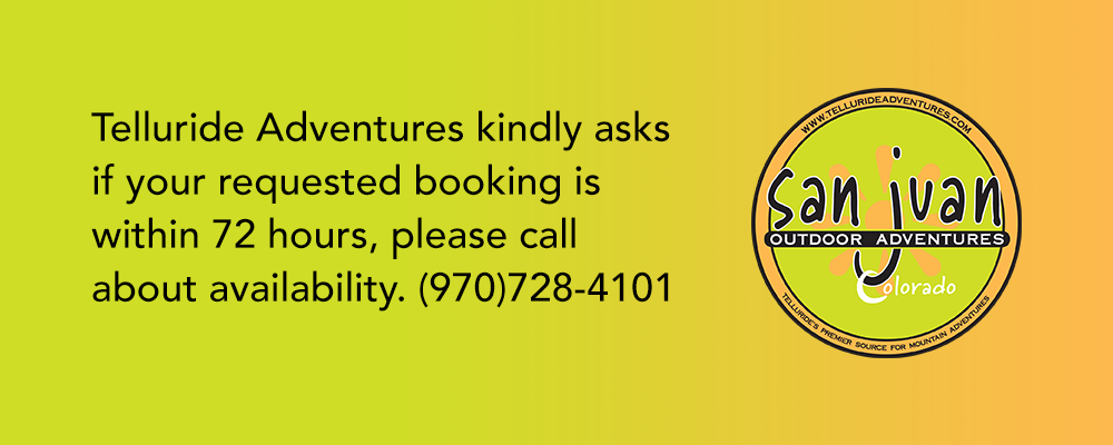 If requested booking is within 72 hours, please call about availability. (970)728-4101
