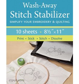 PD ON ORDER-Wash-Away Stitch Stabilizer, Pack of 10 sheets 8.5”x11”