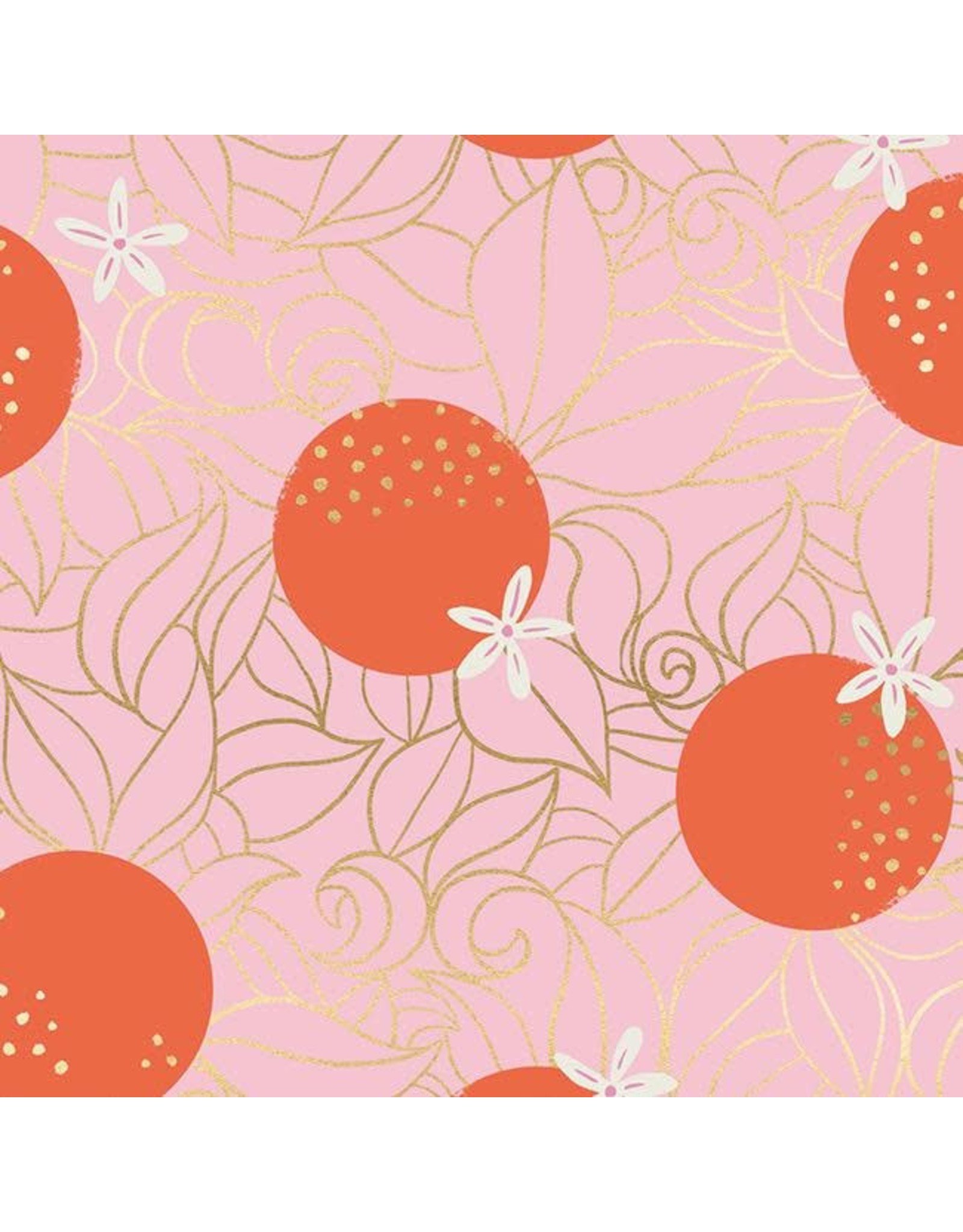 Sarah Watts Ruby Star Society, Florida, Orange Blossoms in Posy with Metallic, Fabric Half-Yards RS2025 12M
