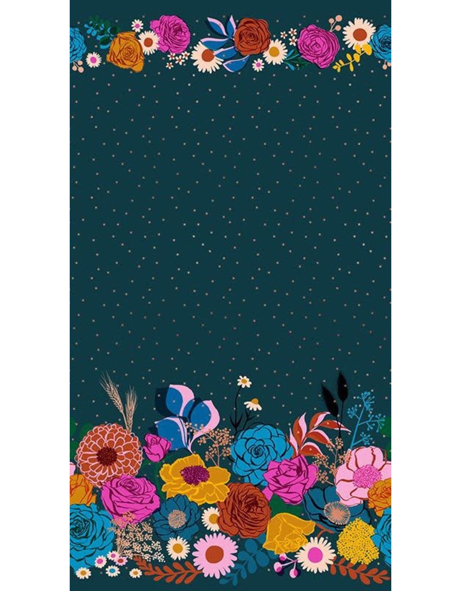 Melody Miller Ruby Star Society, Rise, Shine Double Border in Peacock with Metallic, Fabric Half-Yards RS0014 14M