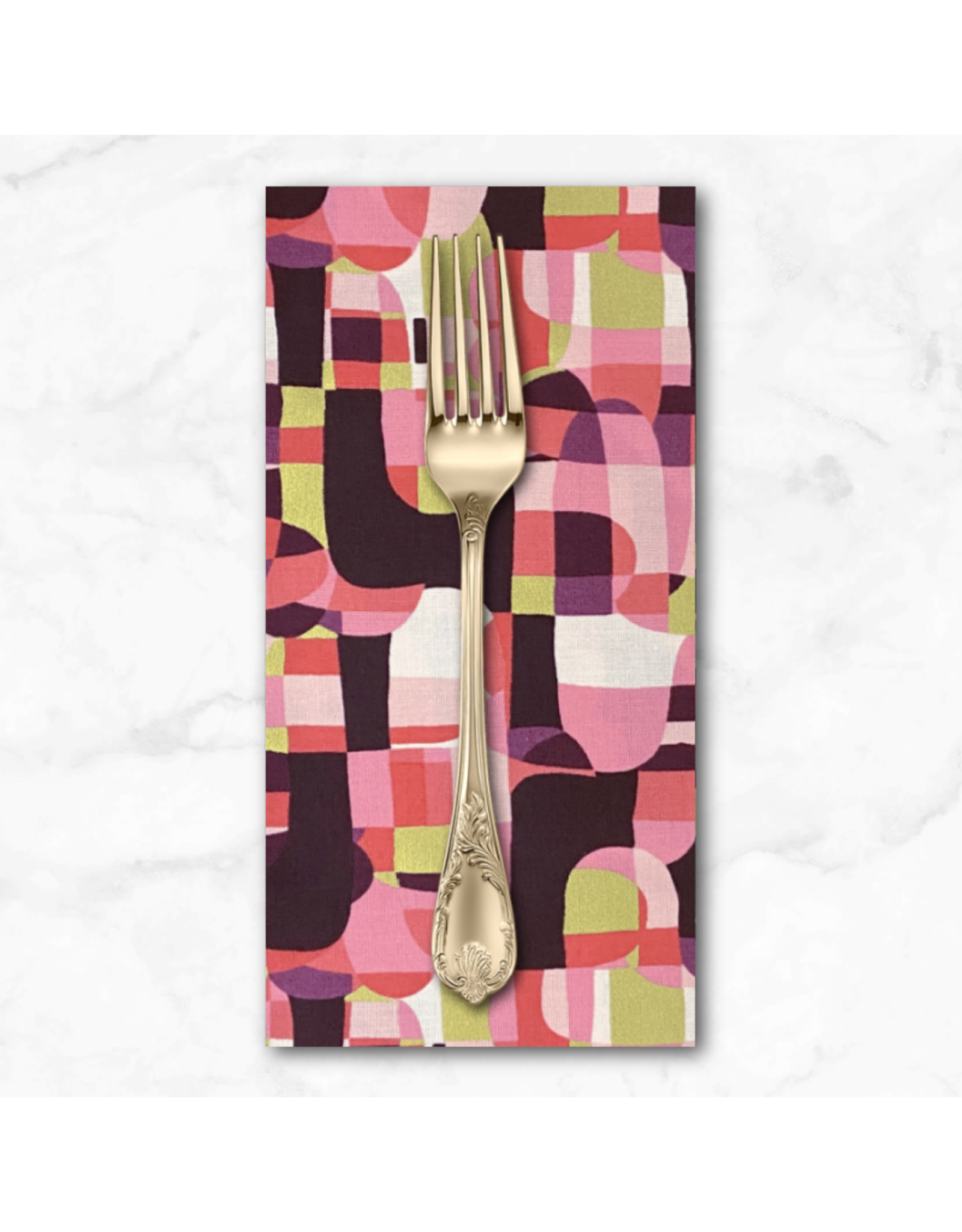 PD's RJR Collection Shiny Objects, Glitz and Glamour Abstract in Coral with Gold Metallic, Dinner Napkin