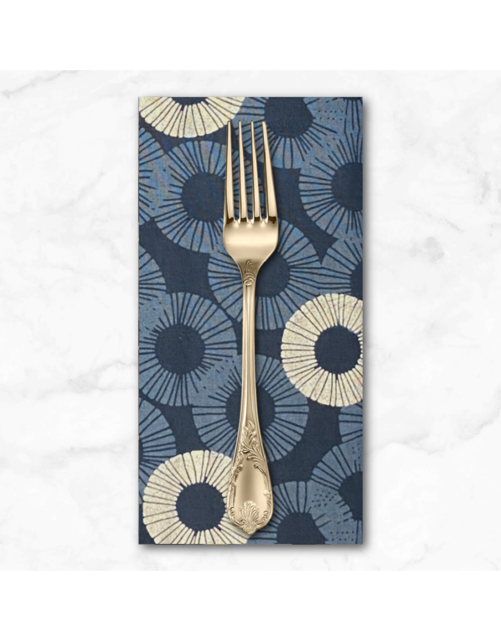 PD's RJR Collection Shiny Objects, Glitz and Glamour Eclipse in Blue Dusk with Silver Metallic, Dinner Napkin