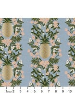 Rifle Paper Co. Linen/Cotton Canvas, Primavera, Pineapple Stripe in Periwinkle, Fabric Half-Yards RP302-PE4CM