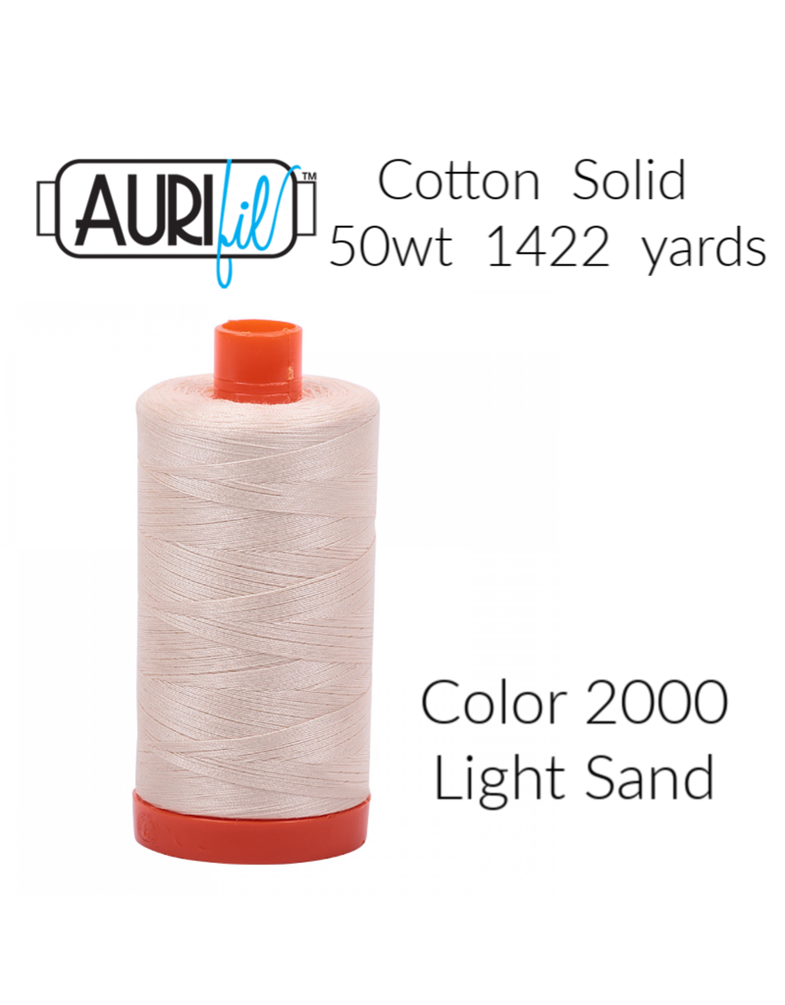 Aurifil Aurifil Thread, 50wt, 100% Cotton Mako, Large Spool 1422 yds. Color 2000: Light Sand