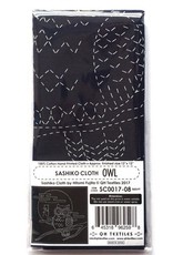 Japan Import ON ORDER-Sashiko Cloth, Owl in Navy
