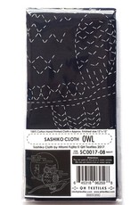 Japan Import Sashiko Cloth, Owl in Navy