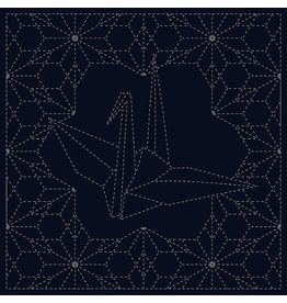 Japan Import Sashiko Cloth, Ori-Zuru in Navy