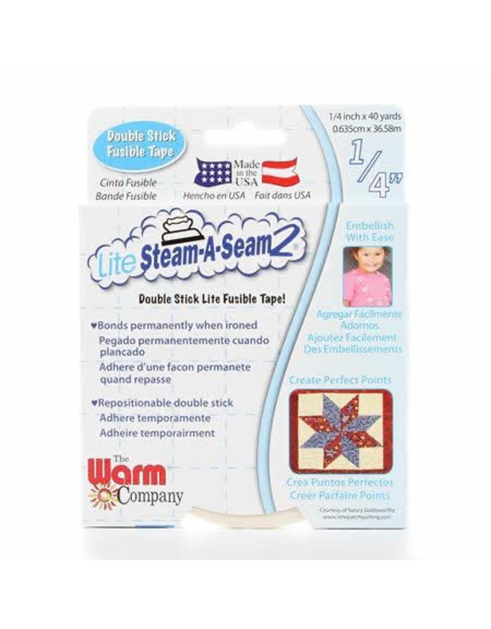 Warm Company Lite Steam-A-Seam 2: Double Stick Lite Fusible Tape 1/4” X 40 yds