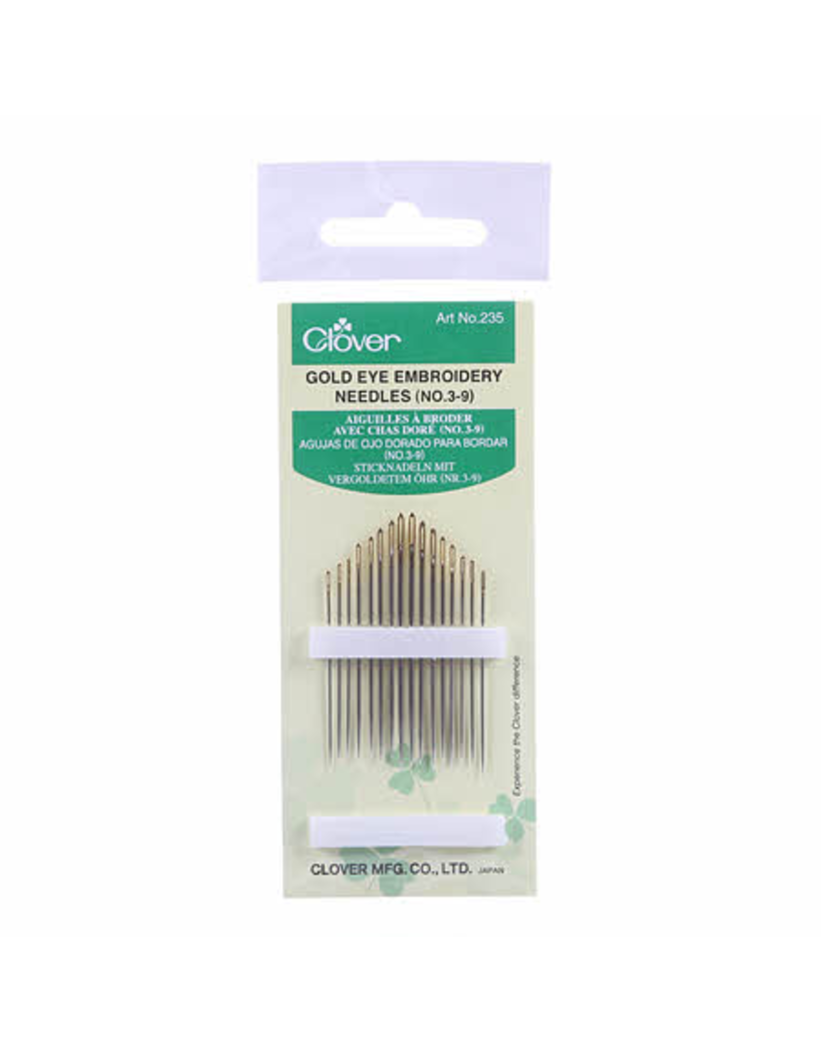 Clover Gold Eye Embroidery Needles - Set of 16, Sizes  No. 3-9