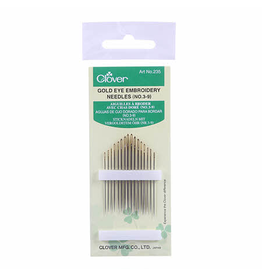 Clover Gold Eye Embroidery Needles - Set of 16, Sizes  No. 3-9