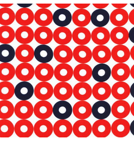 Kim Kight Rayon, Rotary Club, Ring Rings in Red and Navy, Fabric Half-Yards