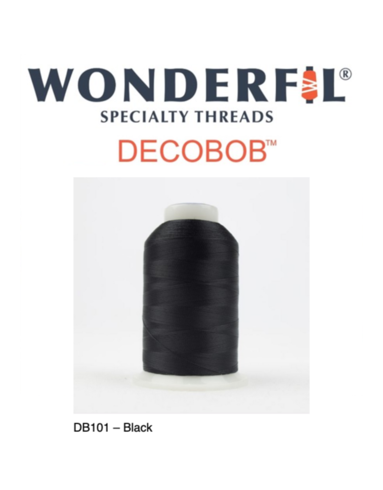 WonderFil Wonderfil DecoBob Thread, 80wt poly, 2000m DB101-Black