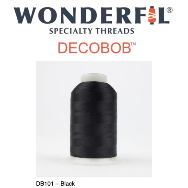 Wonderfil DecoBob Thread, 80wt poly, 2000m DB101-Black - Picking Daisies