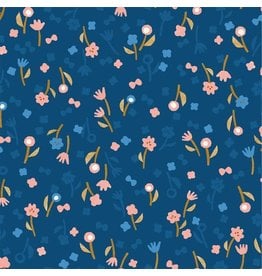 Cotton + Steel Rayon, Neko and Tori, Flower Picking in Blue, Fabric Half-Yards IN103-BL4R