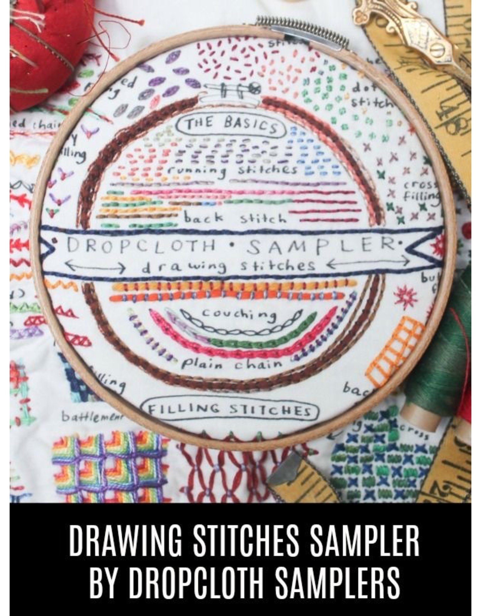 Dropcloth Samplers Drawing Stitches Sampler, Embroidery Sampler