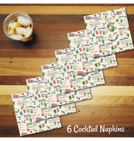 PD Kitschy Cocktails, Dry Martini in Cream, Set of 6 Cocktail Napkins
