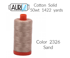 Aurifil Thread, 50wt, 100% Cotton Mako, Large Spool 1422 yds. Color 2326:  Sand - Picking Daisies