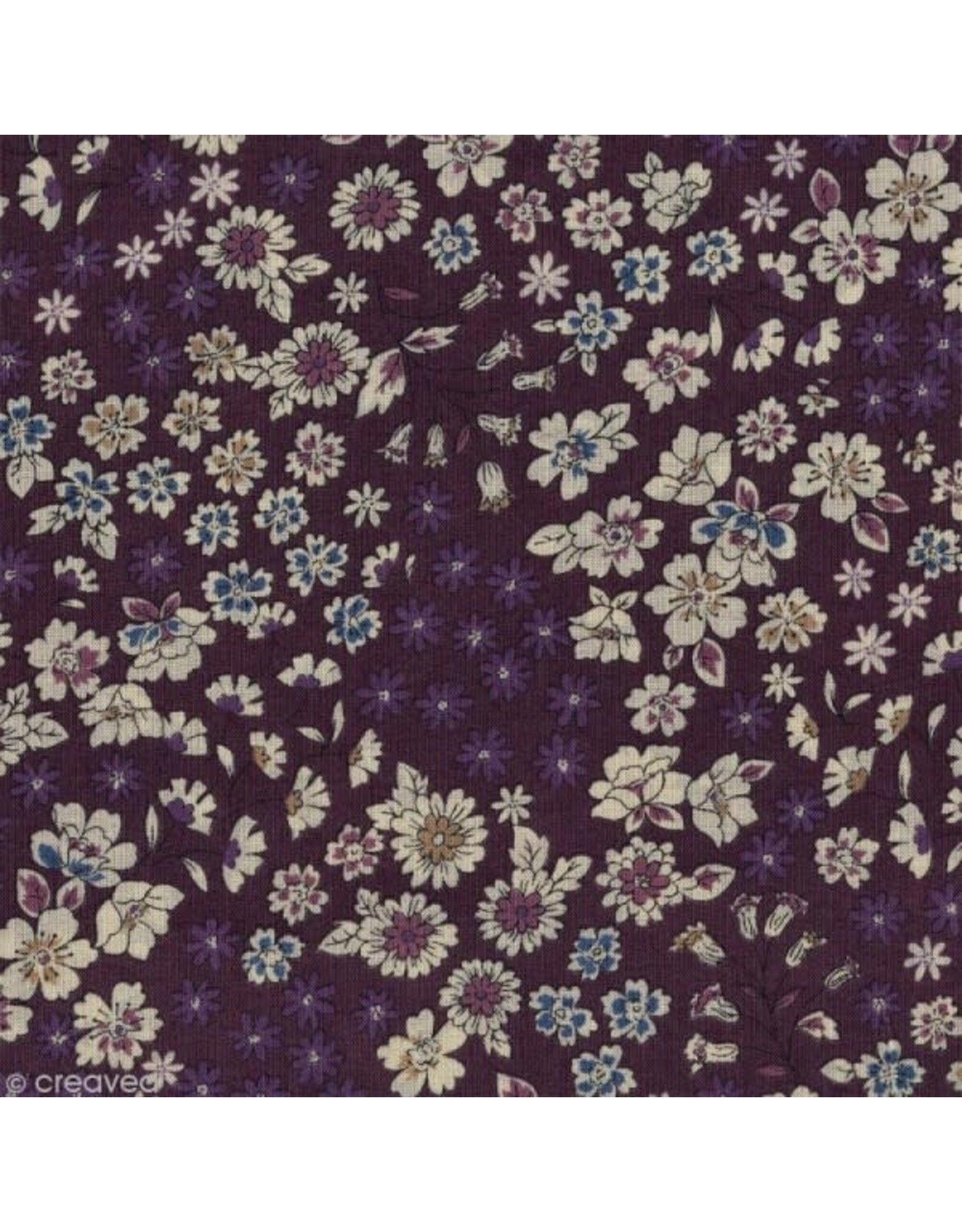 Frou-Frou, France Bias Tape, Fleuri in Violet, 3/4" Double Fold, sold by the 1/2 yard