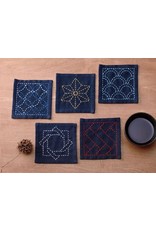 Japan Import ON ORDER-Sashiko Coaster Collection, Navy Blue dyed cloth made of 100% Cotton.
