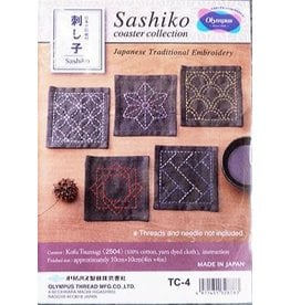 Japan Import Sashiko Coaster Collection, Navy Blue dyed cloth made of 100% Cotton.