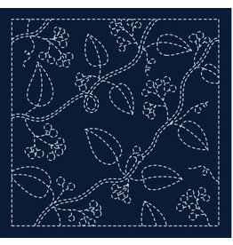 Japan Import Sashiko Cloth, Nuts in Navy