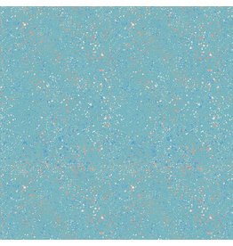 Paintbrush Studio Organic Double Gauze, Rainbow Dust in Granite Teal, Fabric Half-Yards