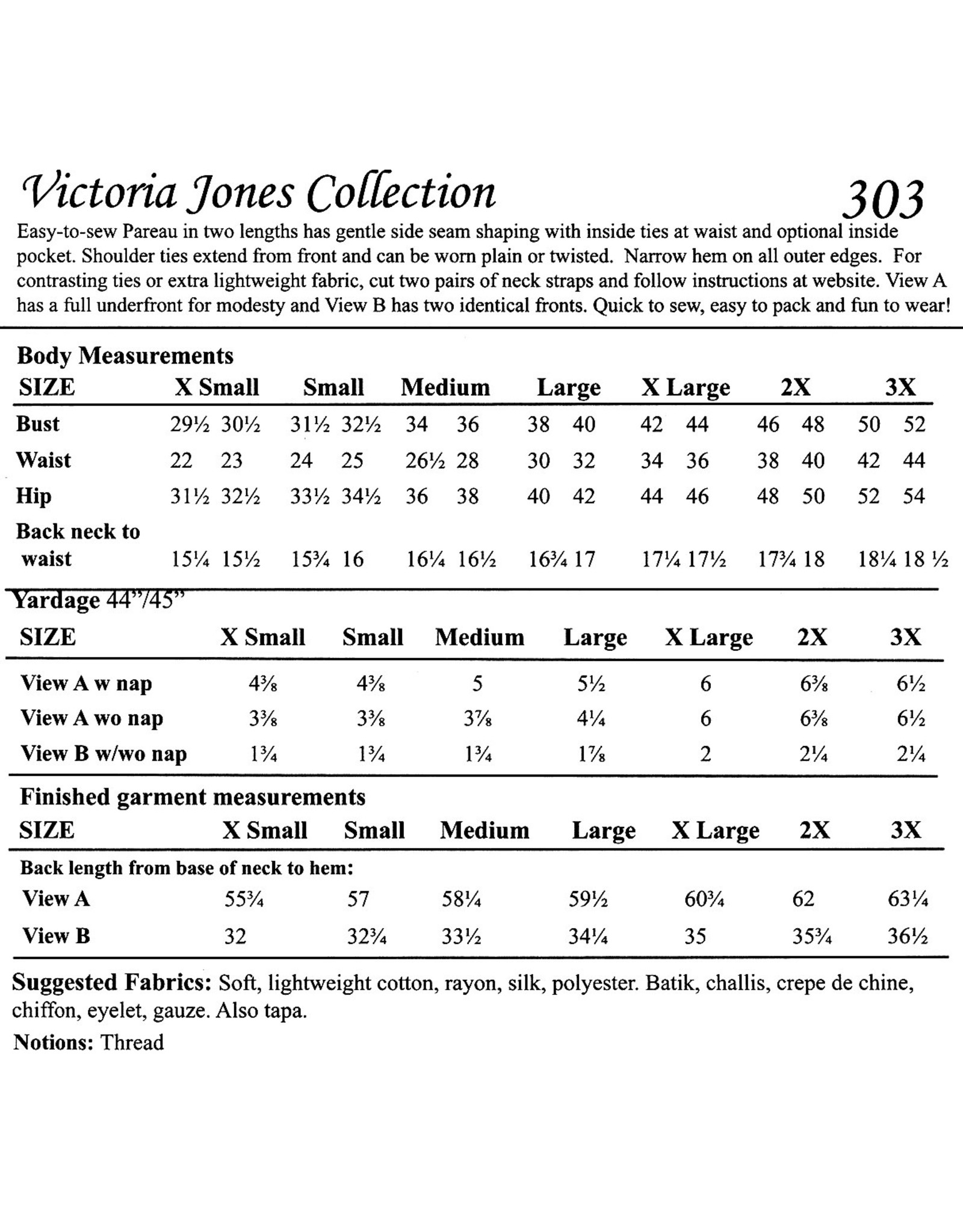 Victoria Jones Collection ON SALE - Hawaiian Classics, Misses Pareau Sewing Pattern