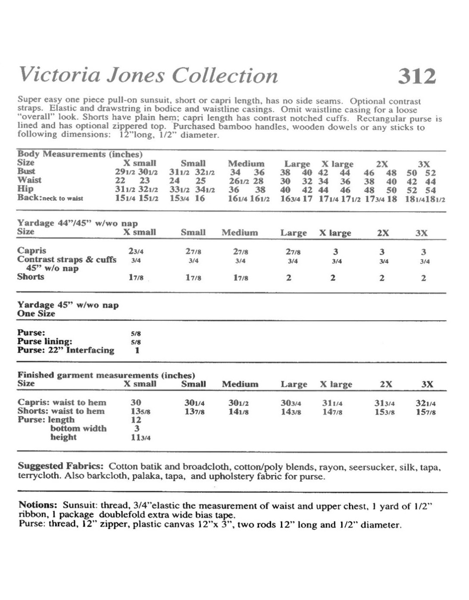 Victoria Jones Collection Hawaiian Classics, Misses Sunsuit Sewing Pattern