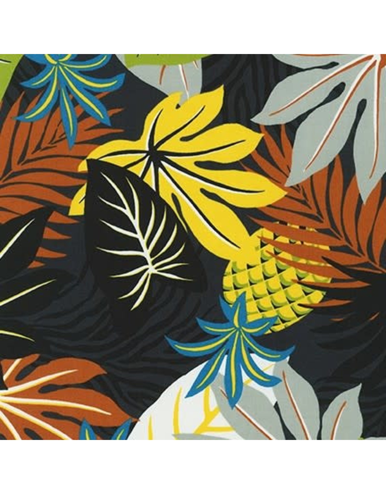 Sevenberry Island Paradise, Pineapples in Black, Fabric Half-Yards