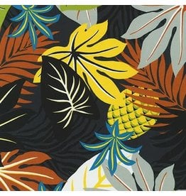 Sevenberry Island Paradise, Pineapples in Black, Fabric Half-Yards