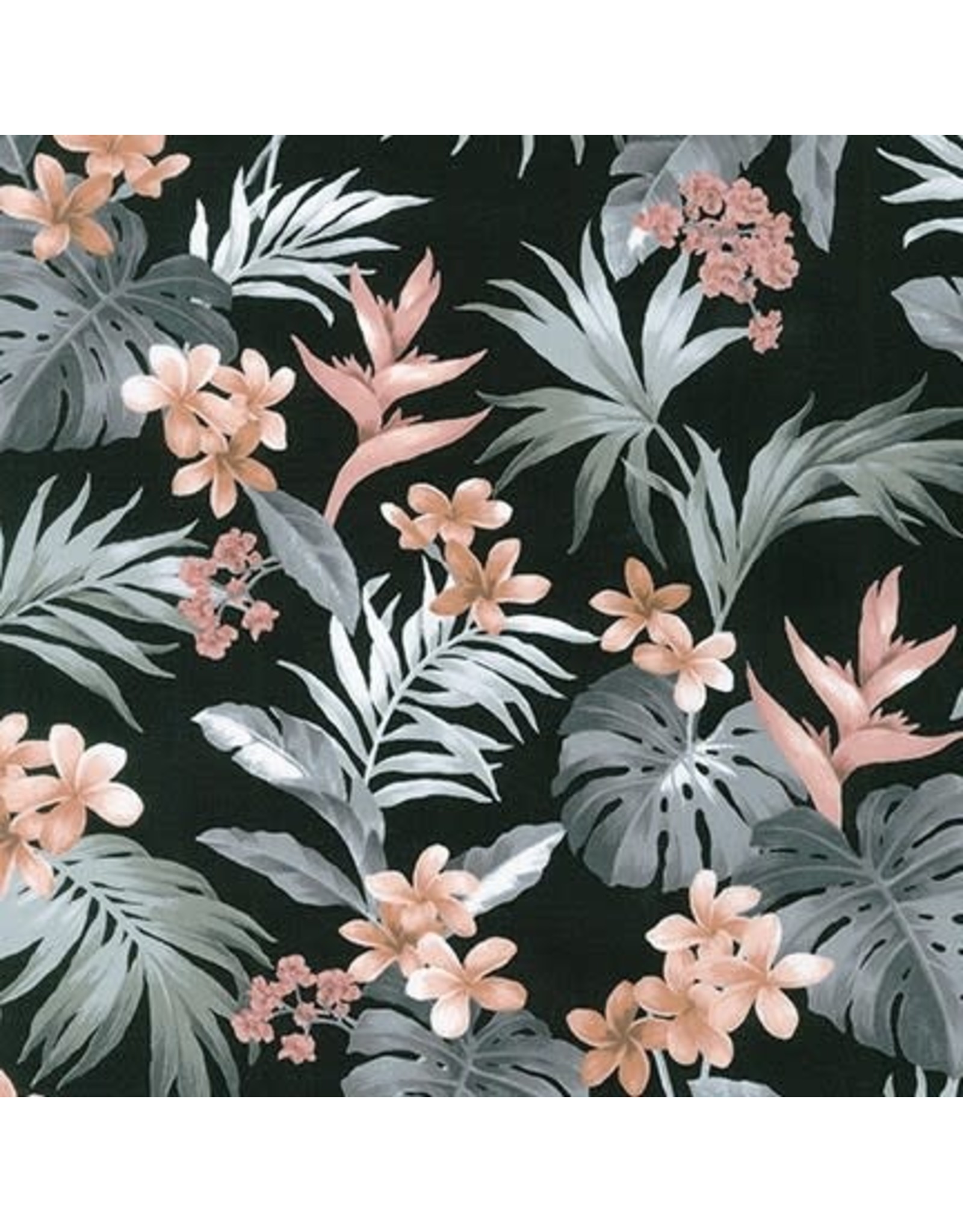 Sevenberry Island Paradise, Bird of Paradise in Black, Fabric Half-Yards