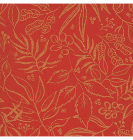 Moda Sunshine Soul, Leaf It To Me Leaves in Golden Peach with Metallic, Fabric Half-Yards